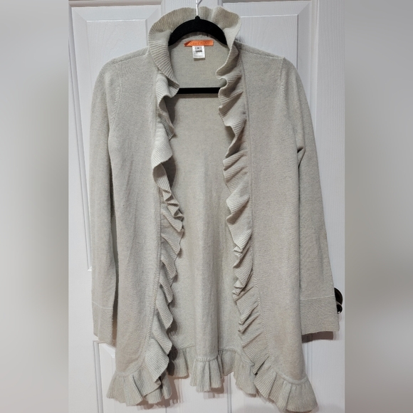 Cote d' Azur Ruffled 100% Cashmere Cardigan Sweater Size Small - Picture 1 of 3